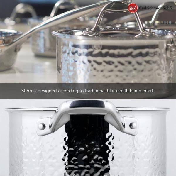 Hammered Stainless Steel Tri-Ply Stock Pot with Lid U790