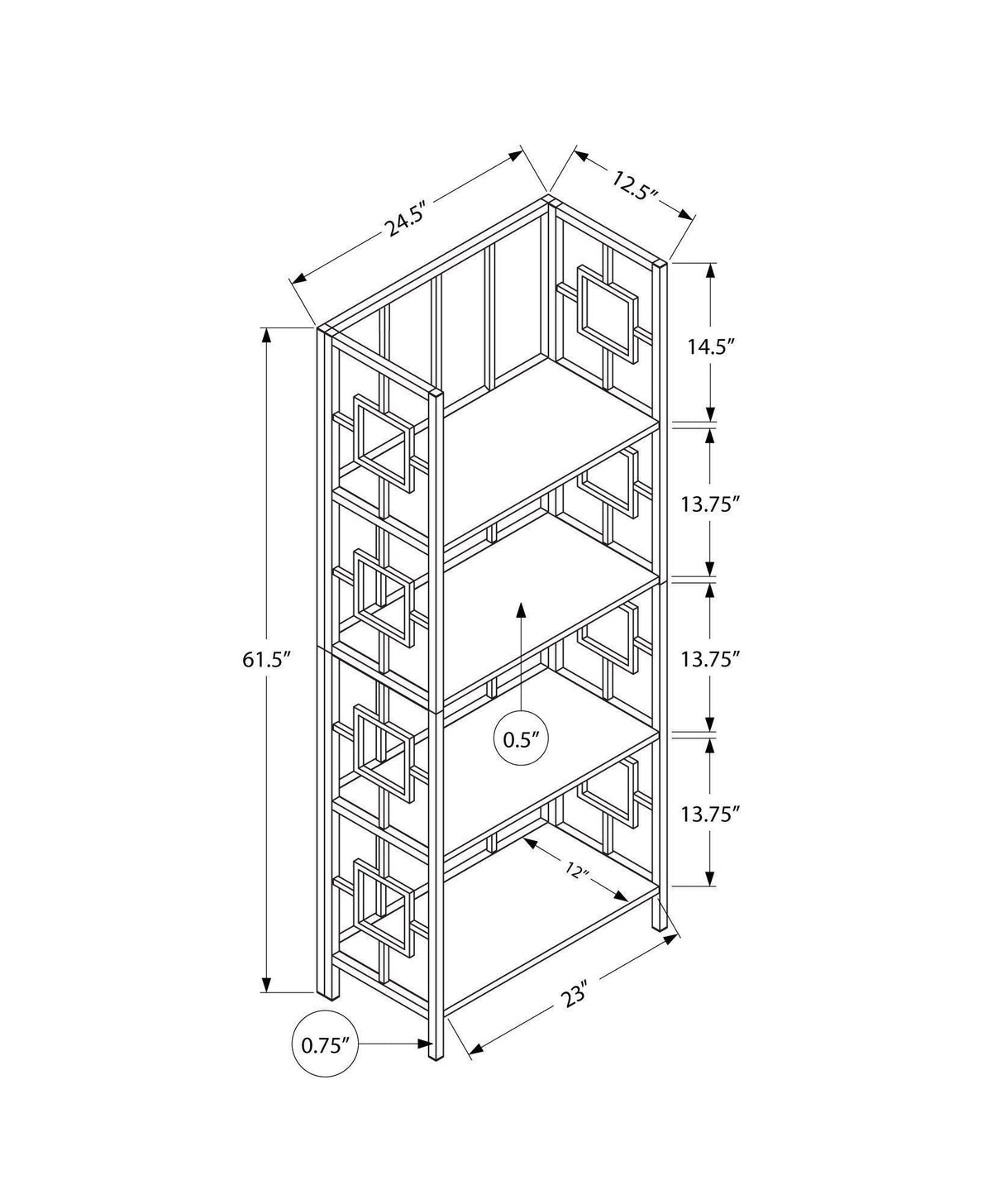 4 Tier Bookcase Espresso with Black Metal Etagere L864
