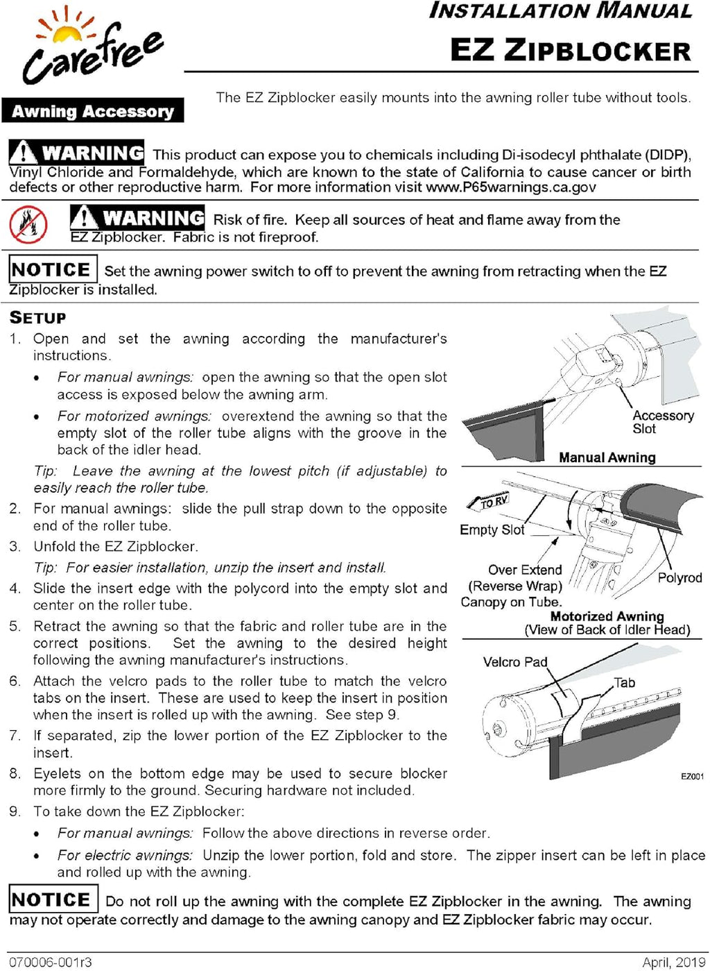 Black 10' x 9' Drop RV Awning P4749