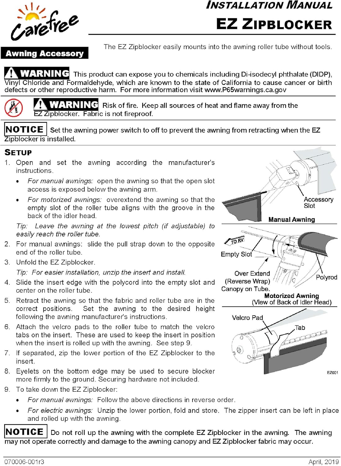 Black 10' x 9' Drop RV Awning P4749