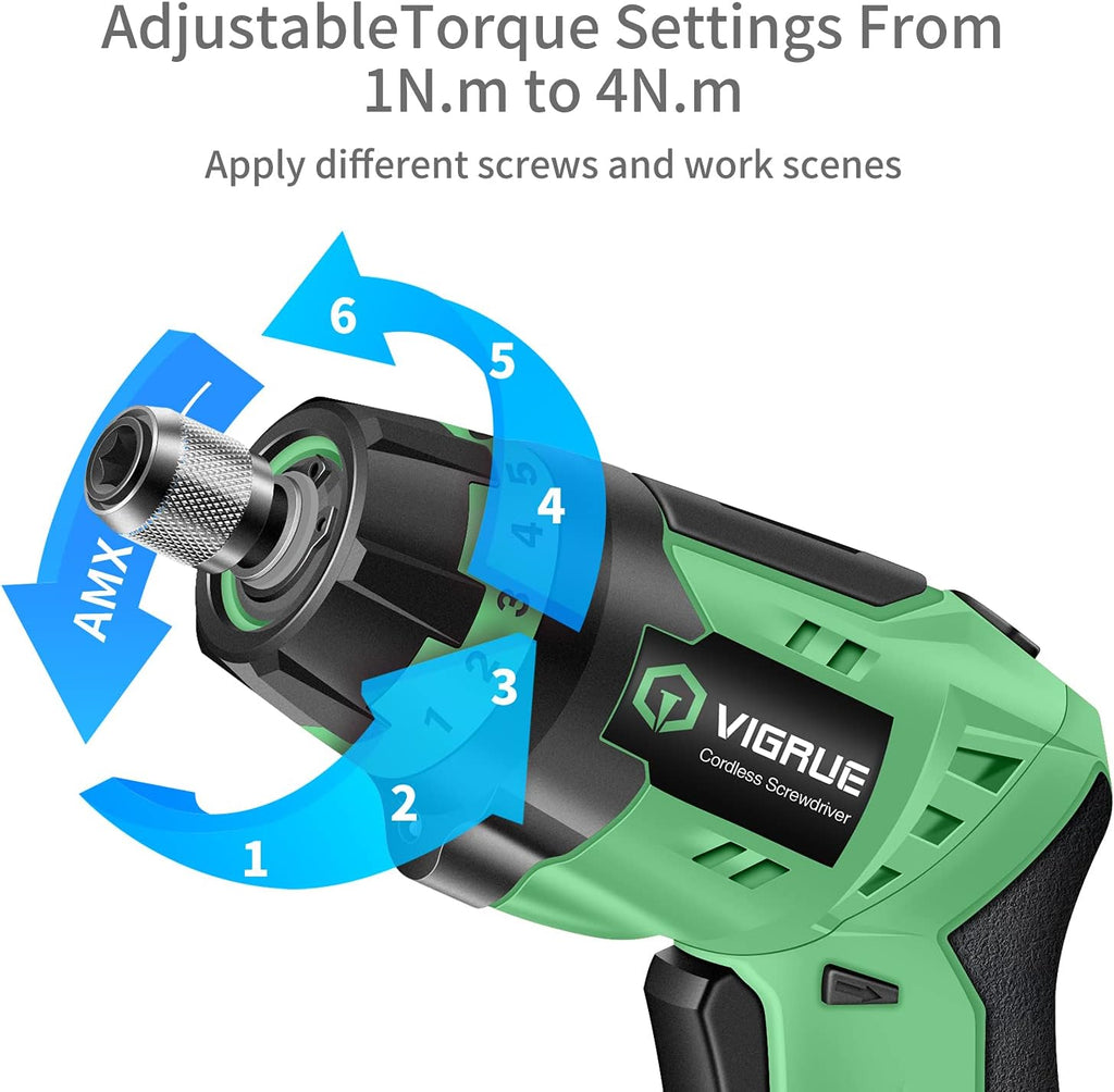 Cordless Rechargeable Electric Screwdriver with LED Light, Flexible Shaft, 4V MAX 2000mAh, Pack of 2 E29315