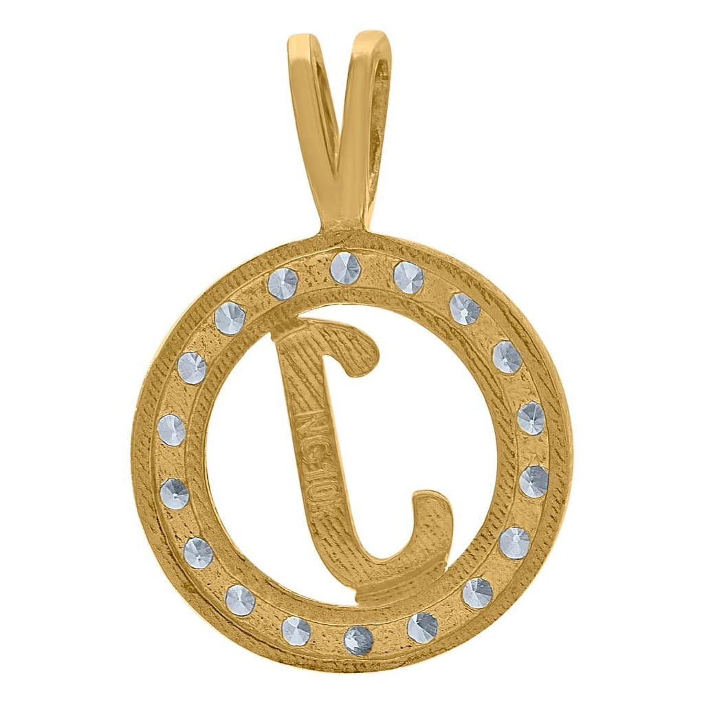 10k Two Tone Gold CZ Initial J Pendant Necklace S299117