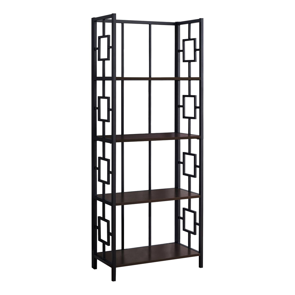 4 Tier Bookcase Espresso with Black Metal Etagere L864