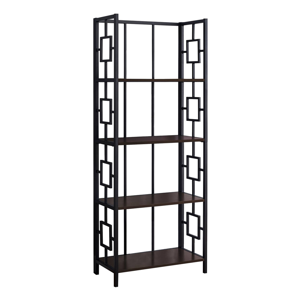 4 Tier Bookcase Espresso with Black Metal Etagere L864