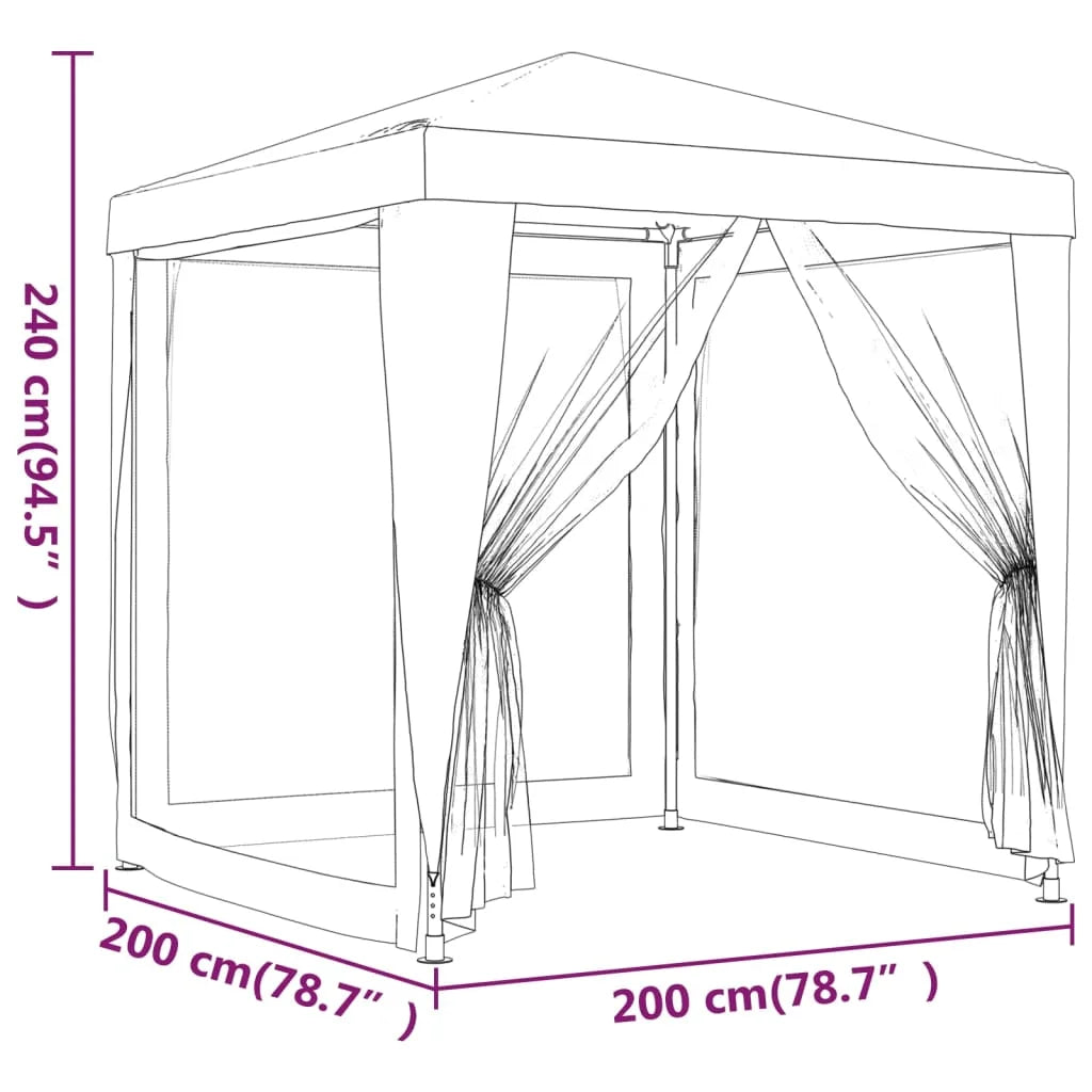 Green 6.6'x6.6' HDPE Party Tent with 4 Mesh Sidewalls L6361