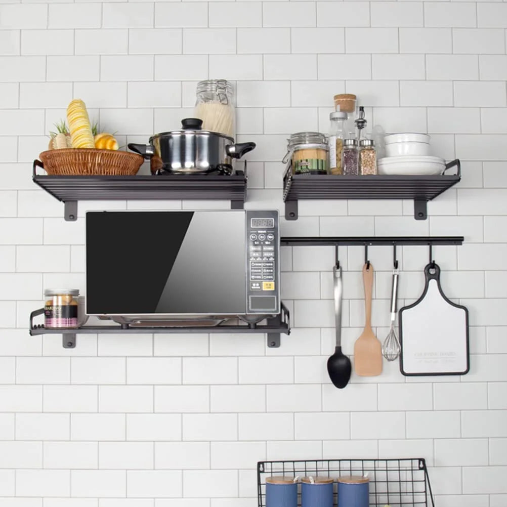 Black Wall Shelf for Kitchen Organizer U102