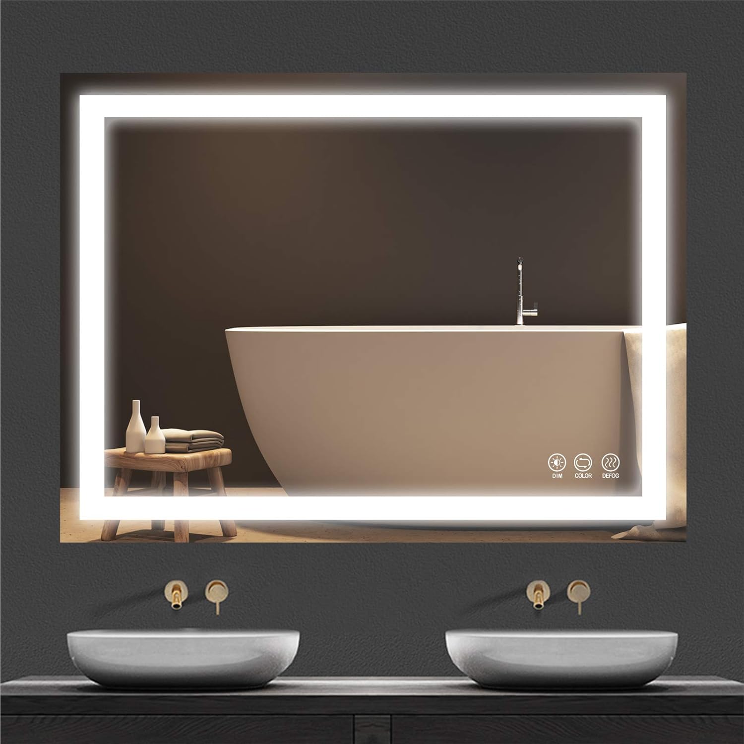 Wall Mounted LED Bathroom Mirror with Anti-Fog, Dimmable M313