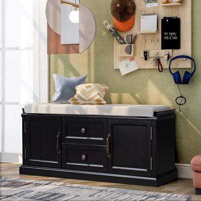 Black Cabinet Drawer Storage Bench A2206