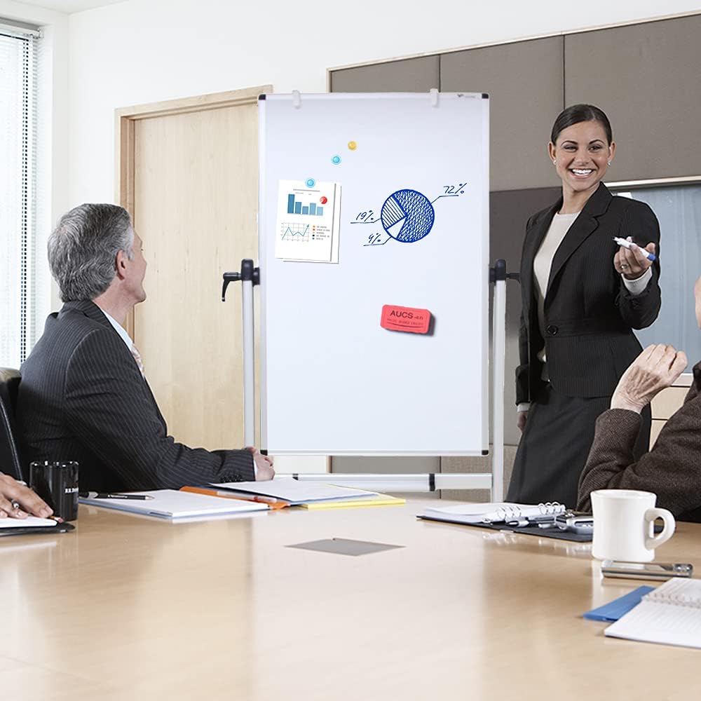 Double-sided Magnetic Mobile Whiteboard, 48 x 24 Inches, Aluminium Frame and Stand C4645