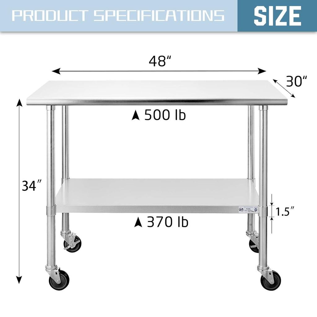 Stainless Steel Table 24 x 30 Inches with Caster Wheels and Undershelf X949270
