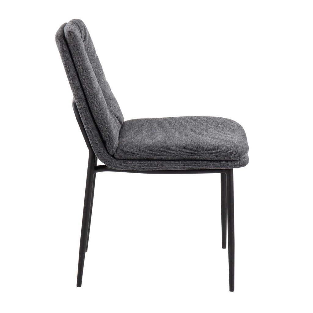Cream Fabric and Black Steel Dining Chair Set of 2 W837006