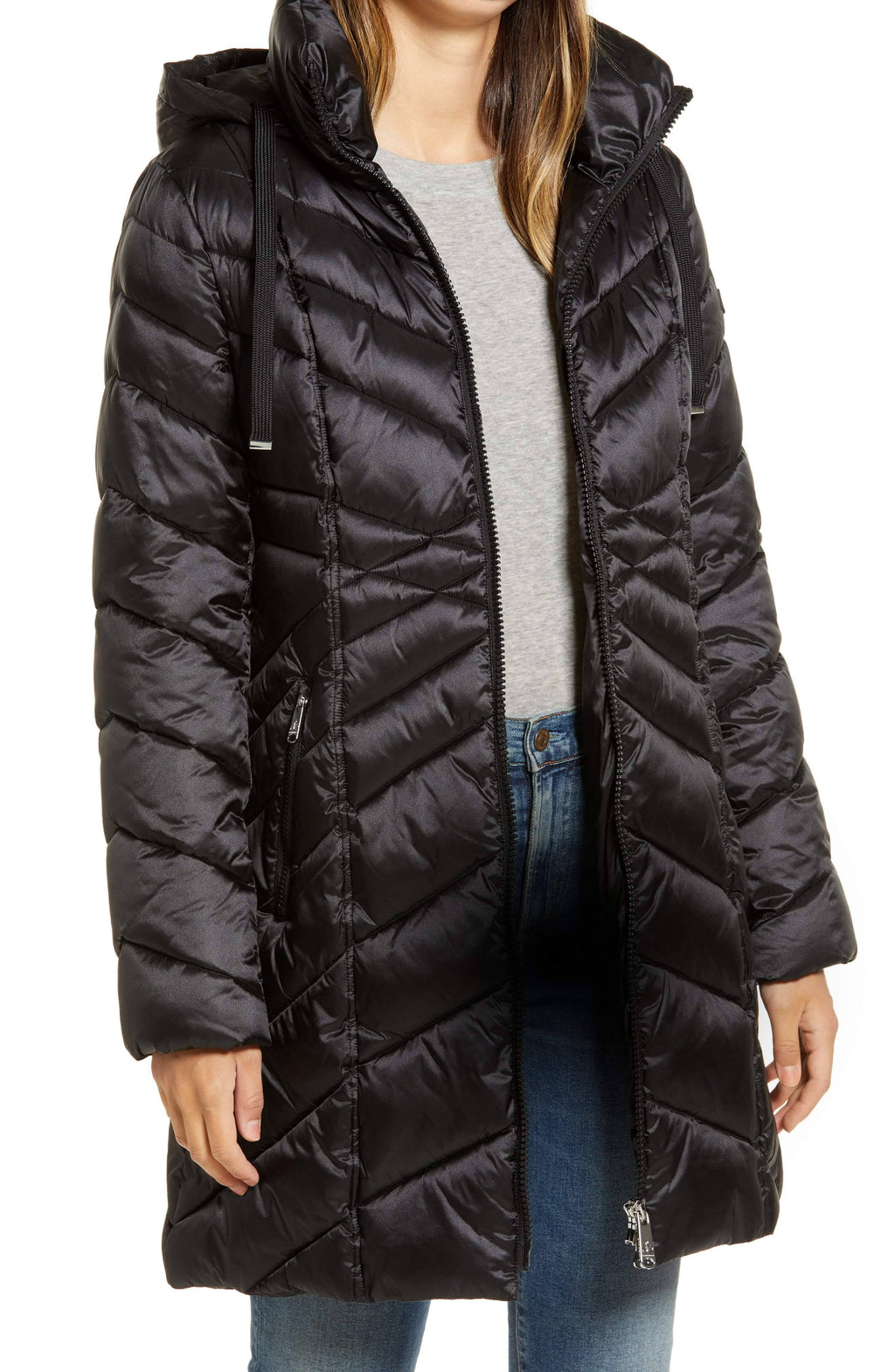 Grey Hooded Puffer Coat I442876