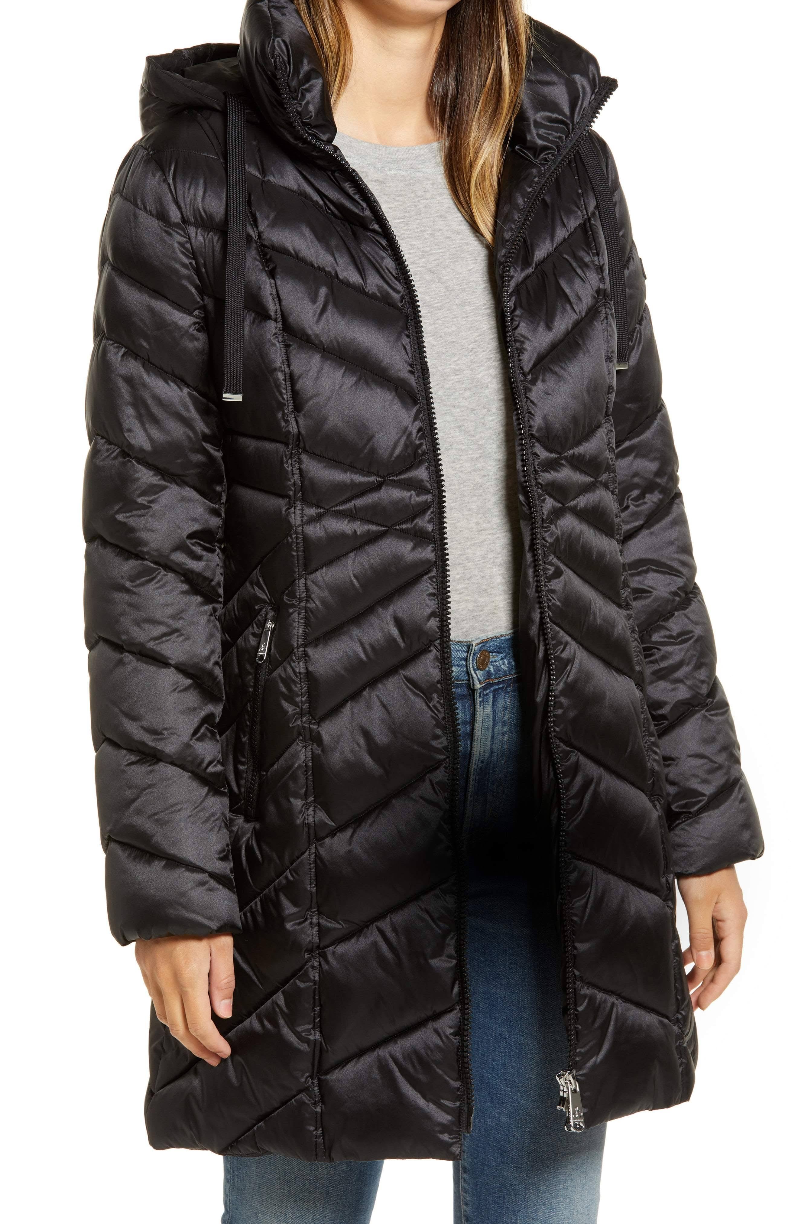 Grey Hooded Puffer Coat I442876