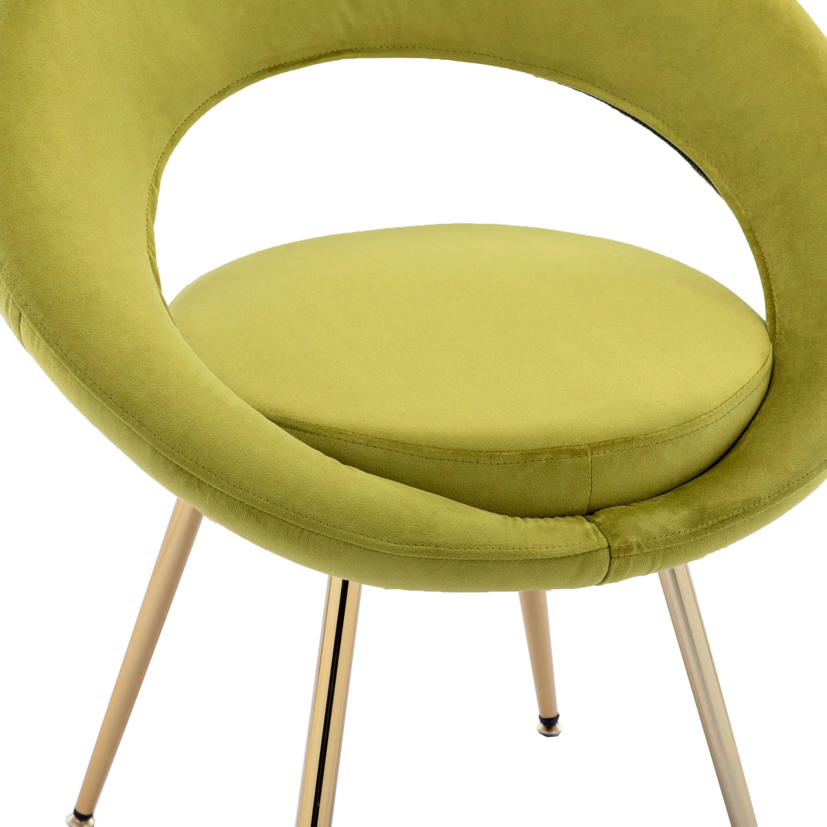 Olive Green Velvet Lounge Chair with Gold Plated Legs, Set of 2 U792