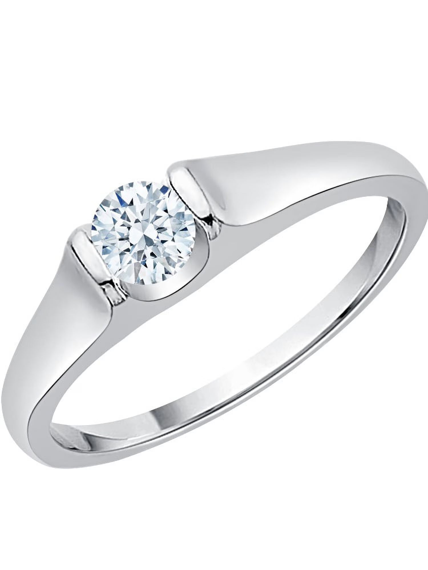 14K White Gold Diamond Solitaire Engagement Ring S7200