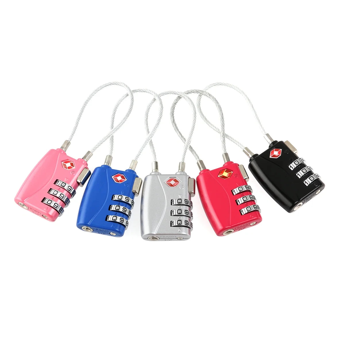4pcs TSA Approved Cable Luggage Lock Padlock (Black) Y650420