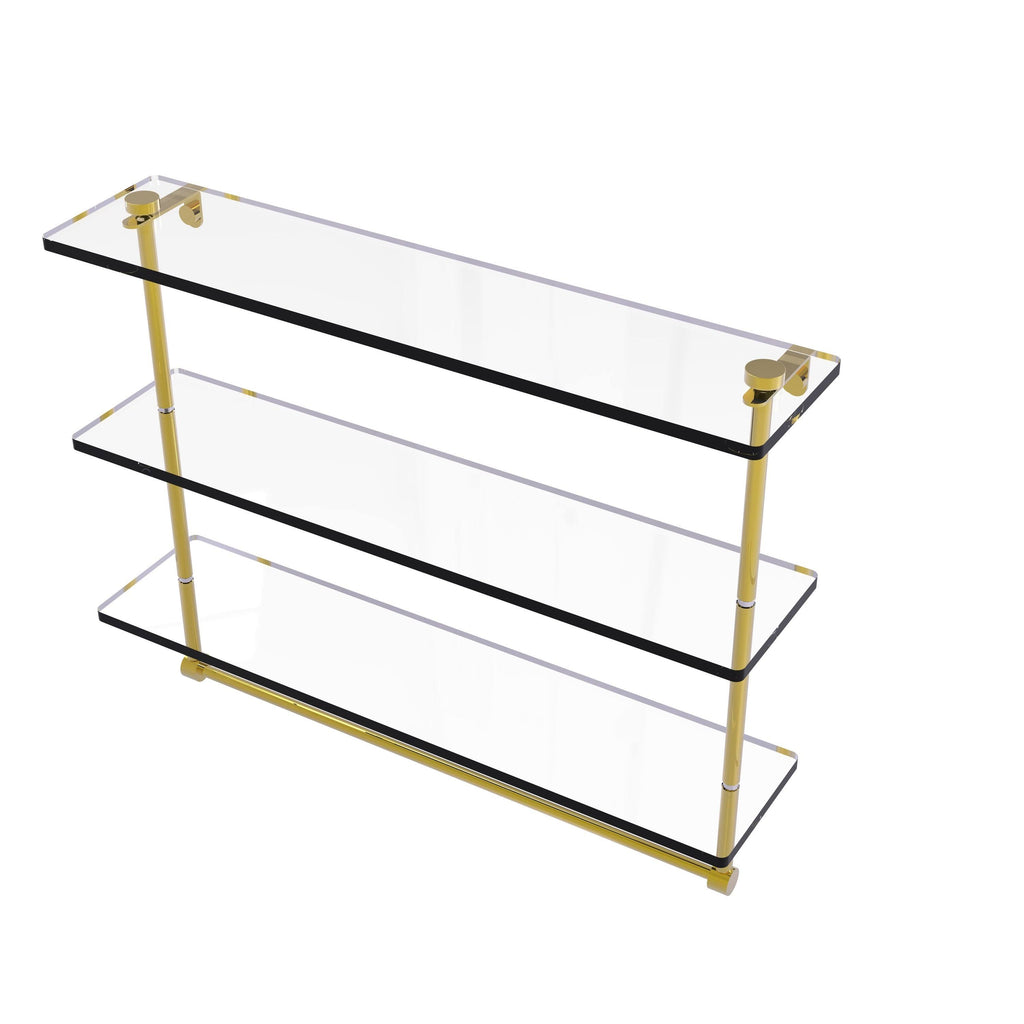 Triple Tiered Glass Shelf with Towel Bar - Antique Bronze - 22 inch W768139