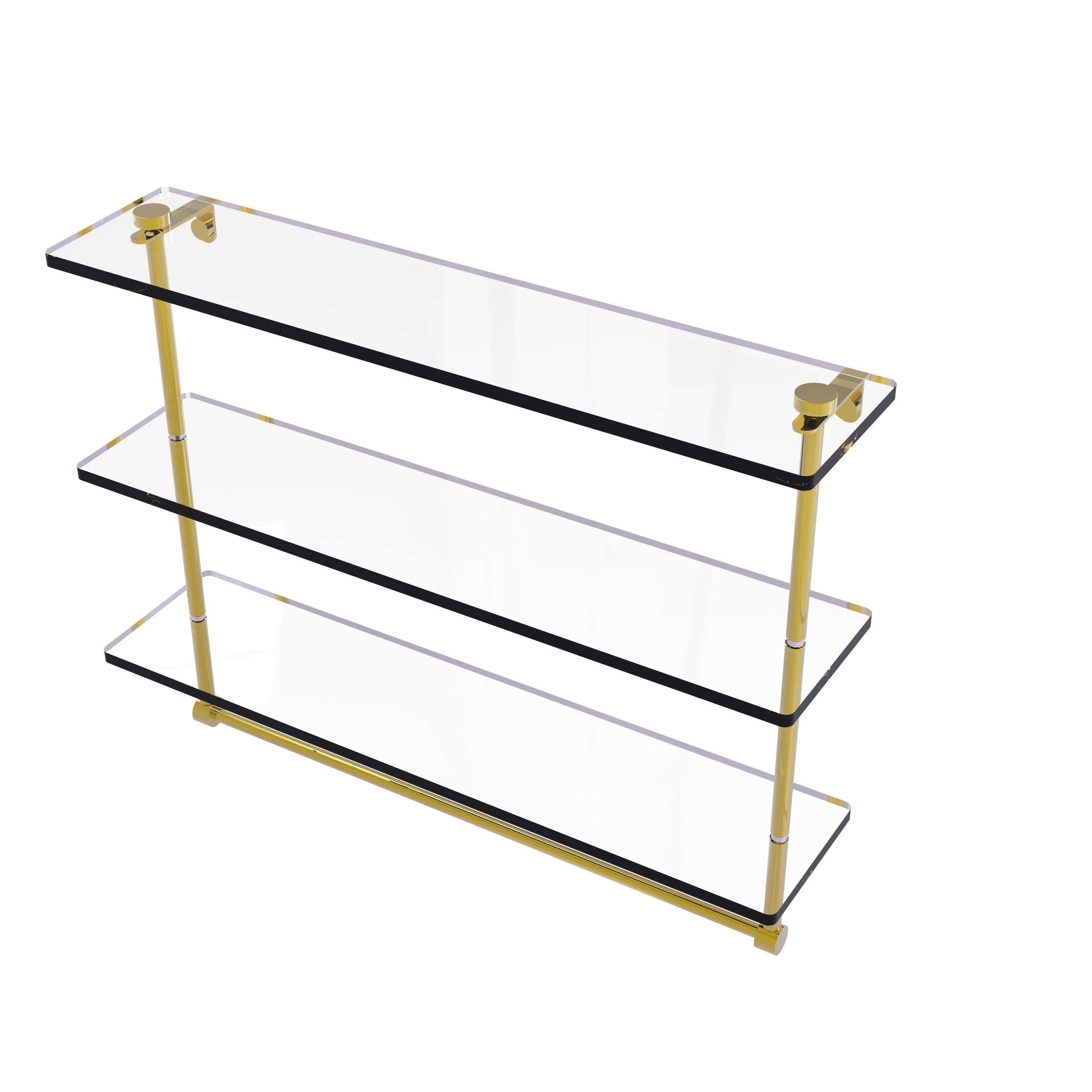 Triple Tiered Glass Shelf with Towel Bar - Antique Bronze - 22 inch W768139