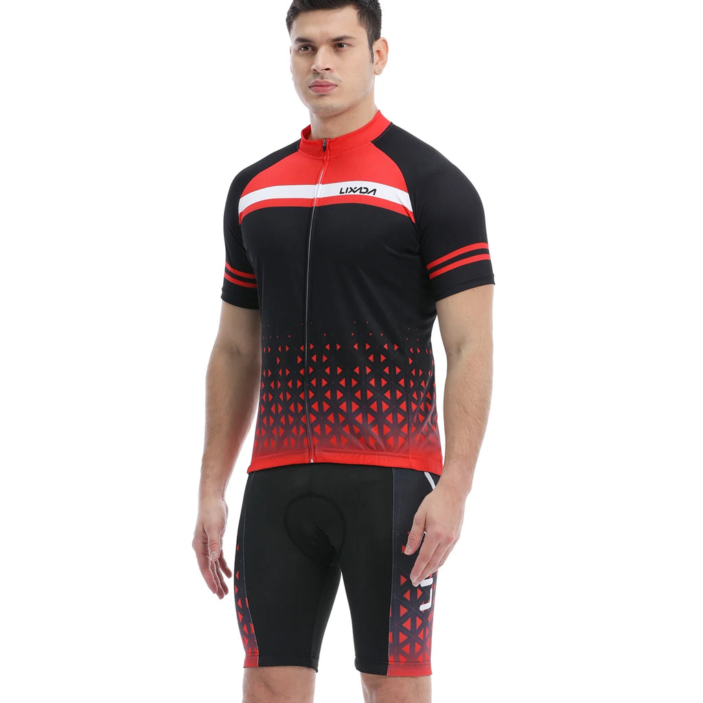 Men Cycling Jersey Set with Padded Shorts H481895