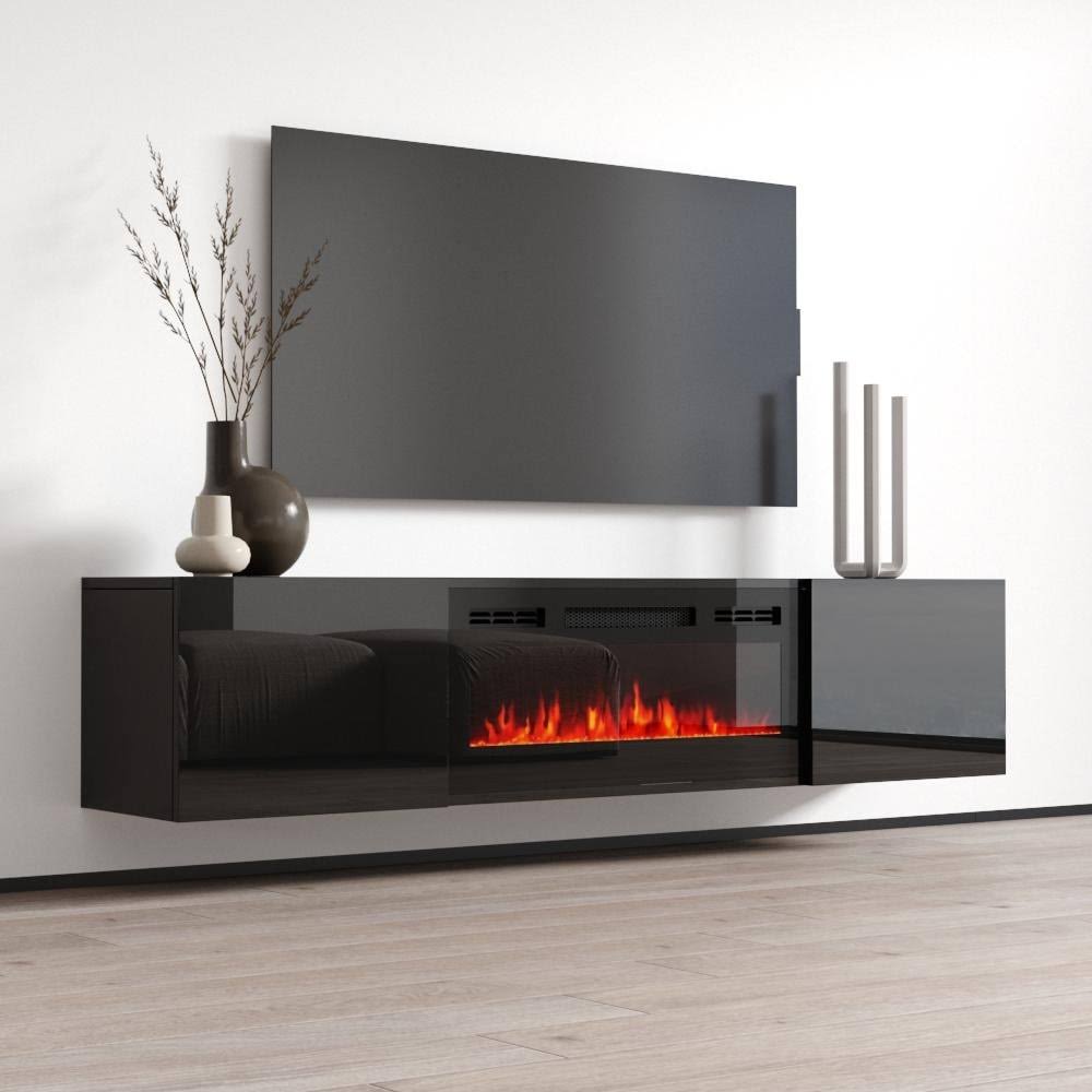 White Wall Mounted Electric Fireplace TV Stand H747459