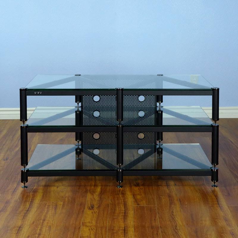 Black Clear Glass TV Stand L488