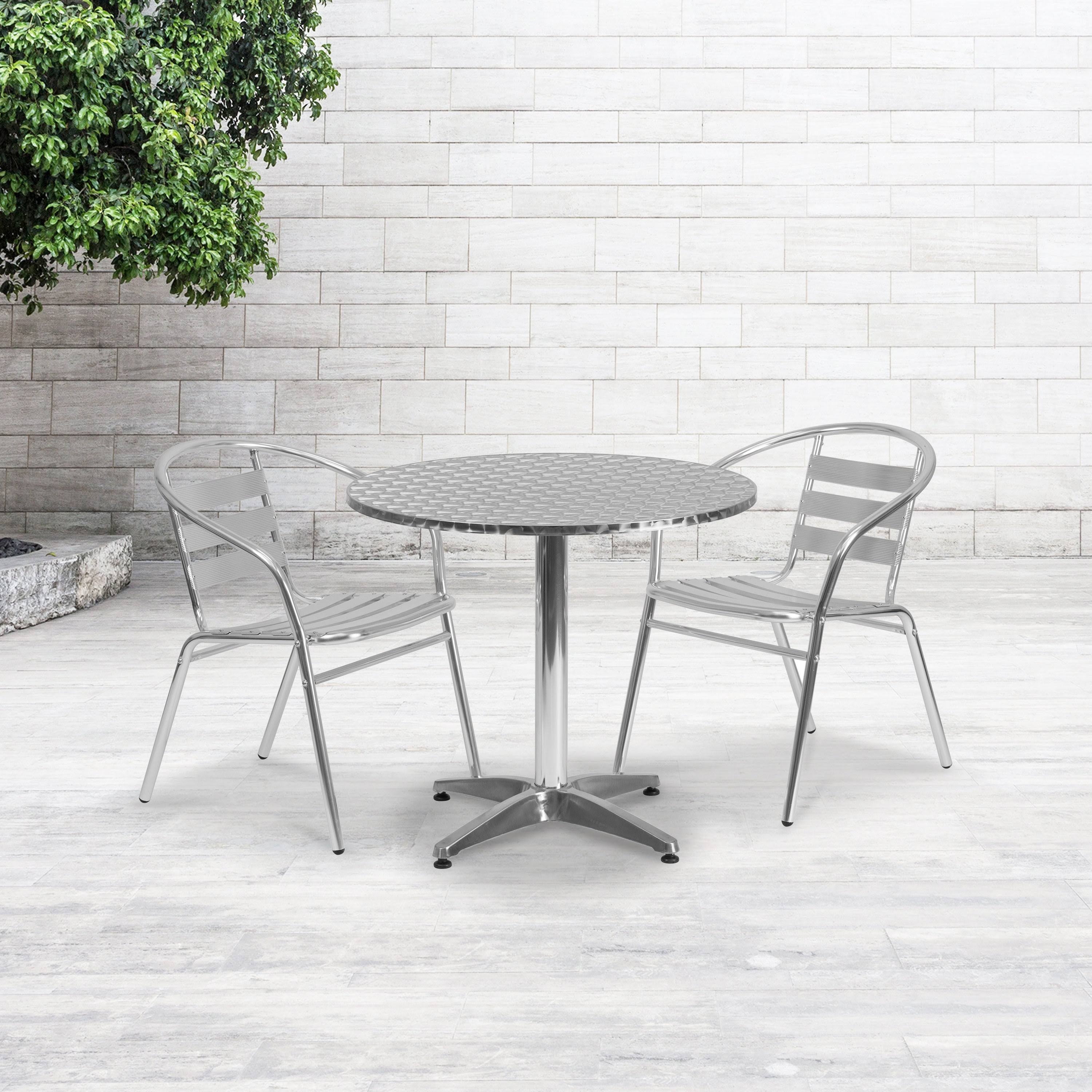 31.5-inch Round Aluminum Indoor Outdoor Table with Base R47856