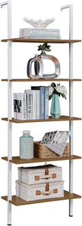 White / Gold 5-Tier Ladder Shelf with Metal Frame O7188