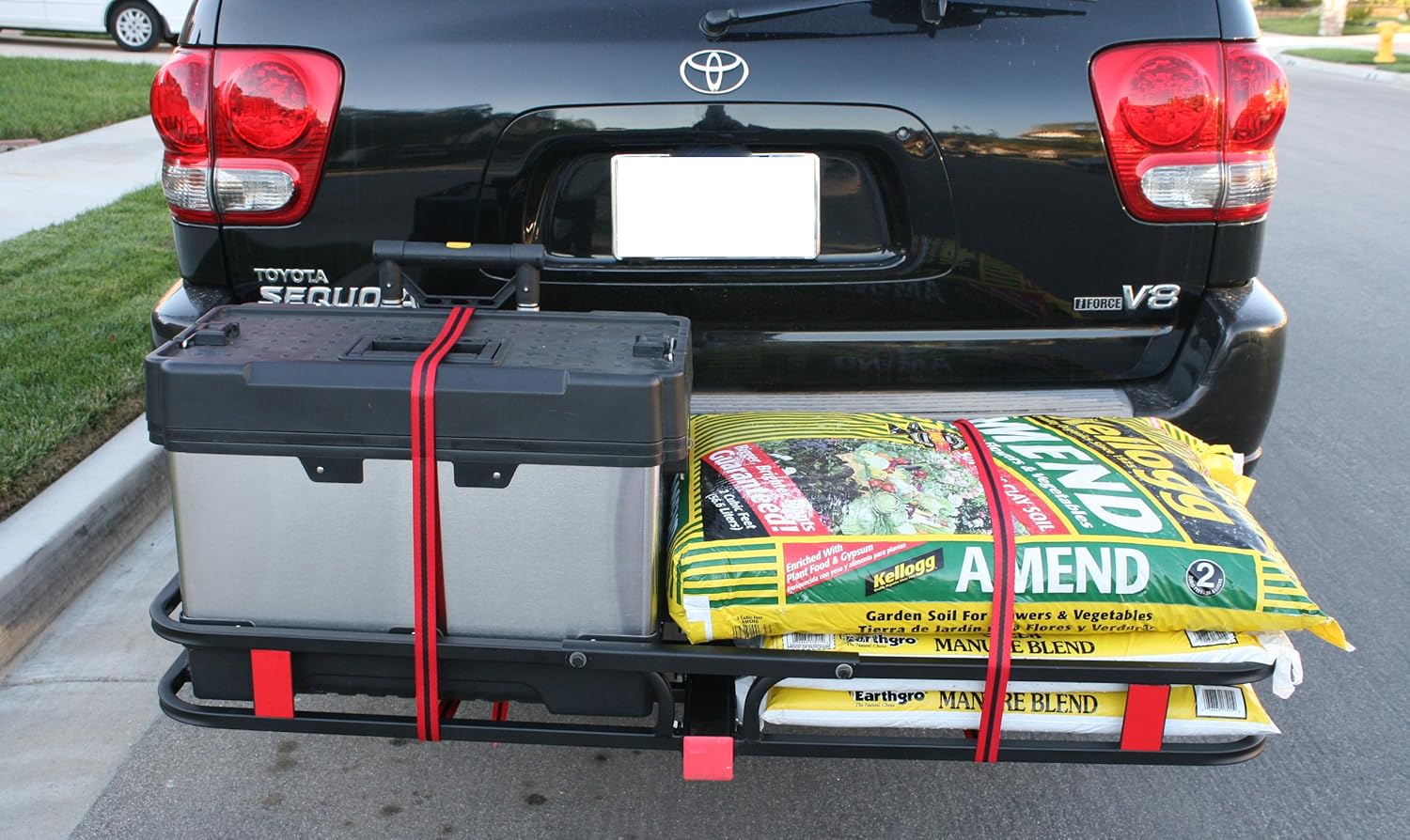 Steel Hitch Cargo Carrier with High Side Rails, 500-lb Load Capacity, Black O11643