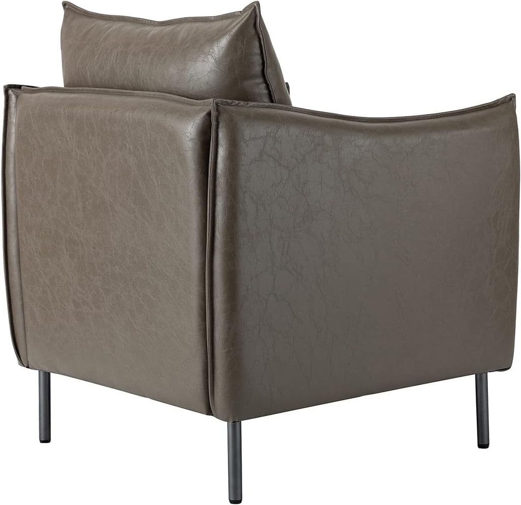 Grey Faux Leather Armchair Set Of 2 with Moveable Cushion X40583