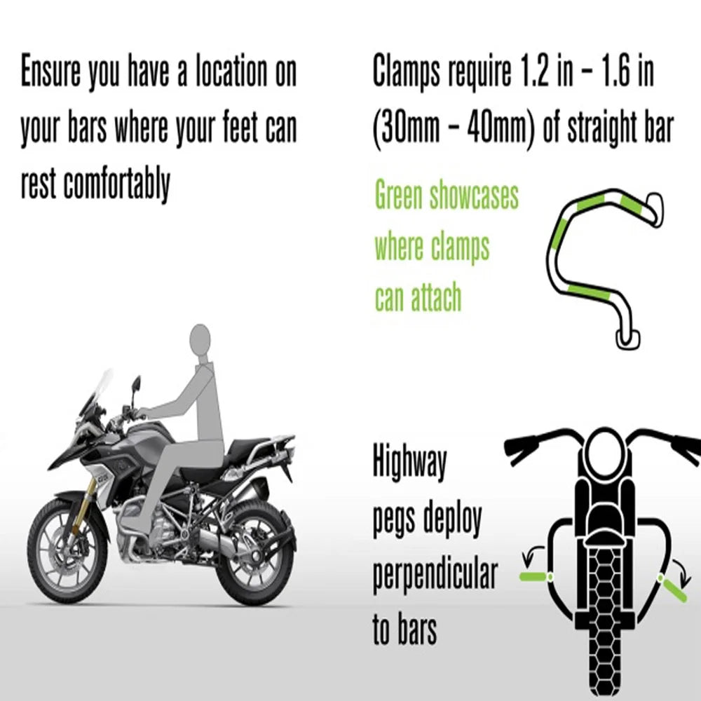Universal Motorcycle 360 Rotatable Highway Crash Bar Foot Pegs H3950
