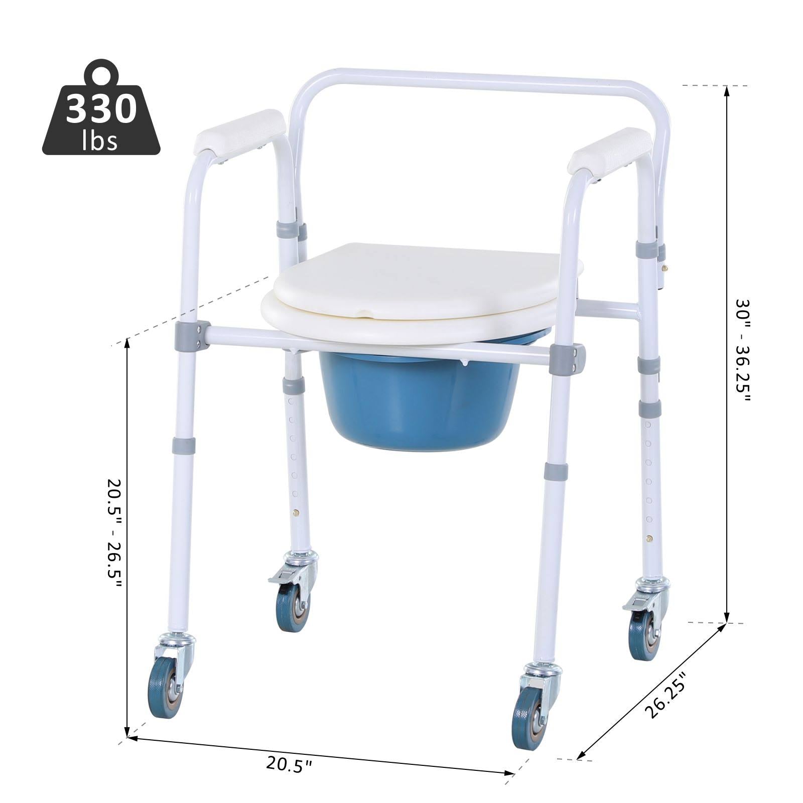 Mobility Assist Commode Shower Transport Medical Rolling Chair K784197