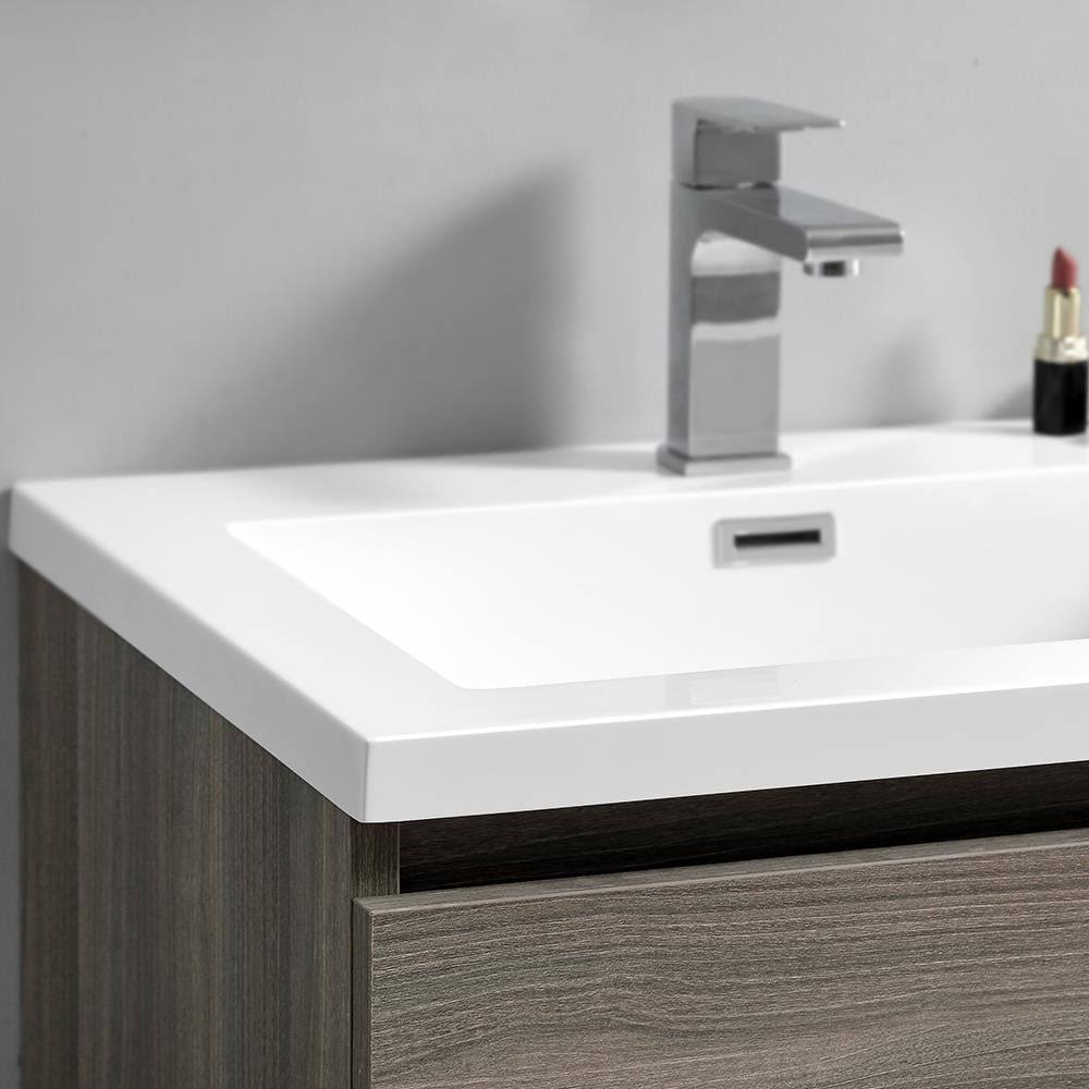 Gray Wood Free Standing Bathroom Cabinet with Integrated Sink L9042