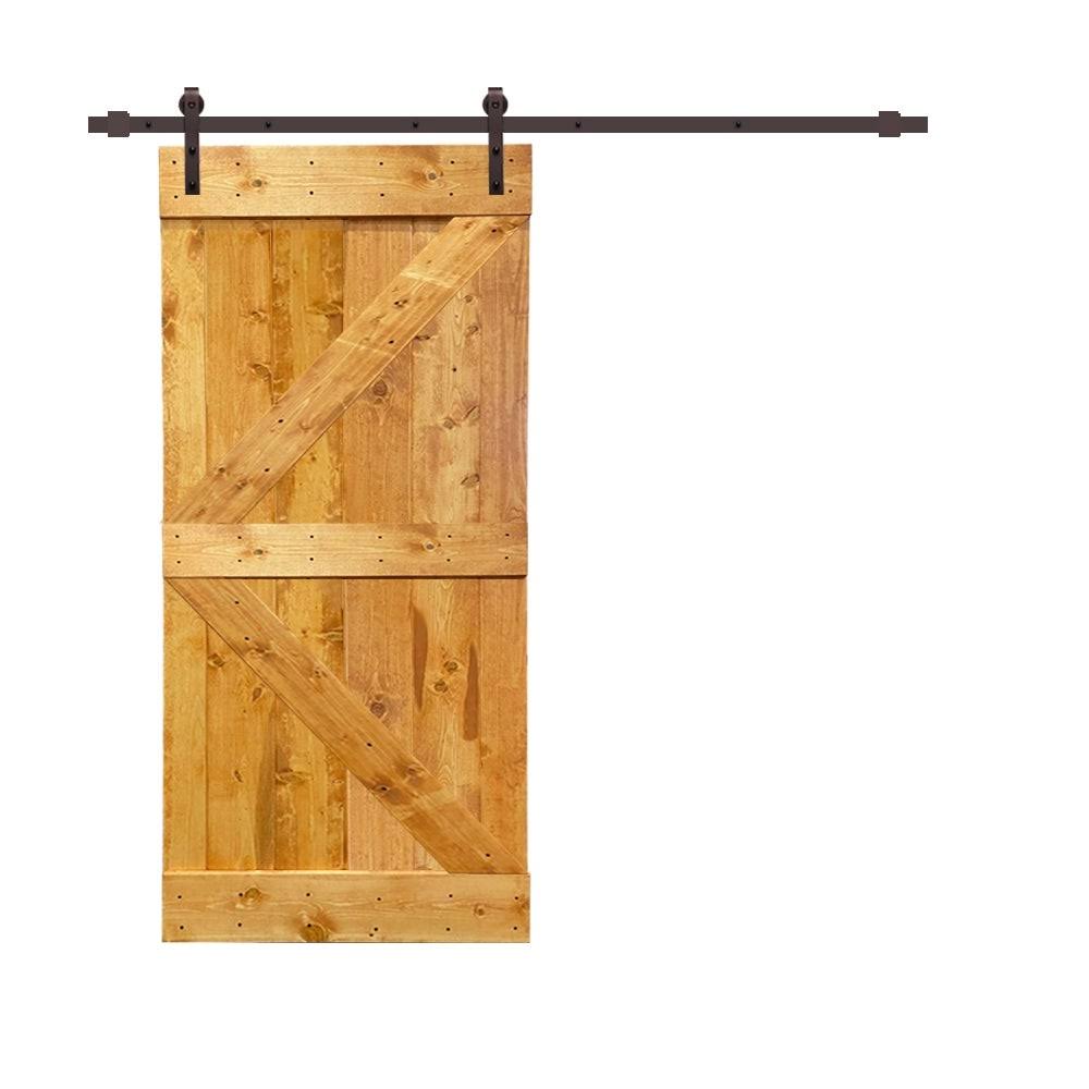 Light Cream Stained Pine Wood Interior Sliding Barn Door with Hardware Kit Z784322