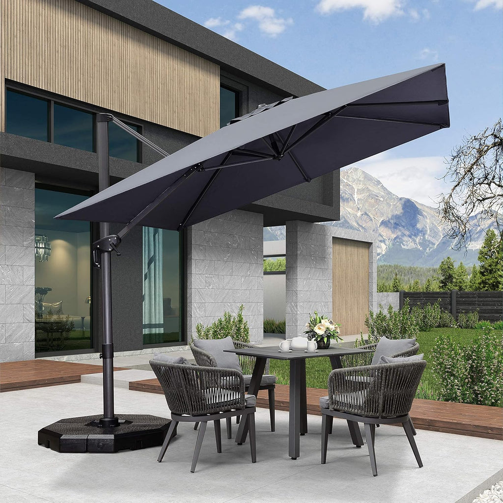 Grey 8 Feet Aluminum Cantilever Square Patio Umbrella Y7399