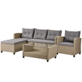 Beige Rattan 4 Piece Outdoor Sofa Conversation Set F5532