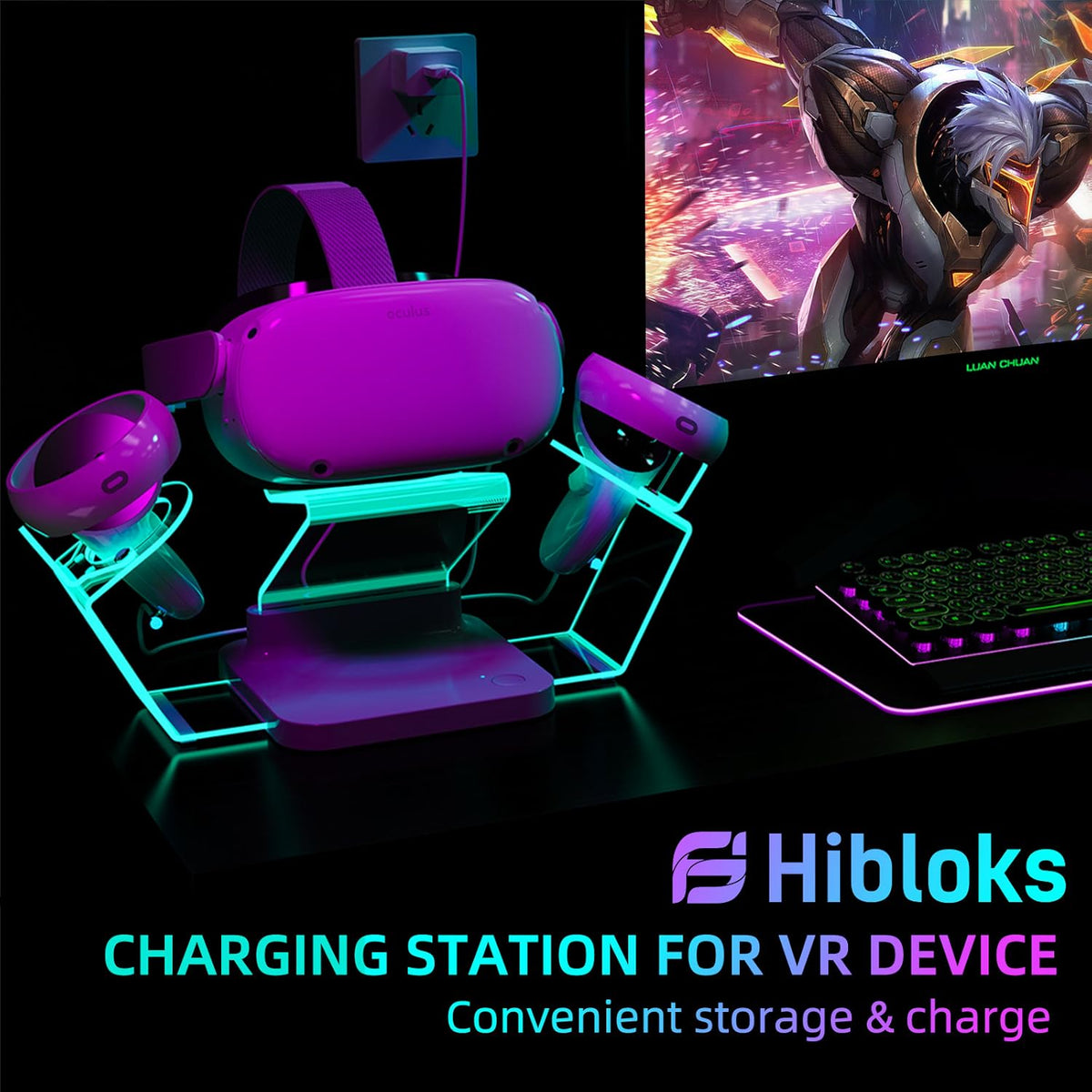 Charging Station for Quest 2 with 2 Rechargeable Batteries and USB-C Charger Cable V885