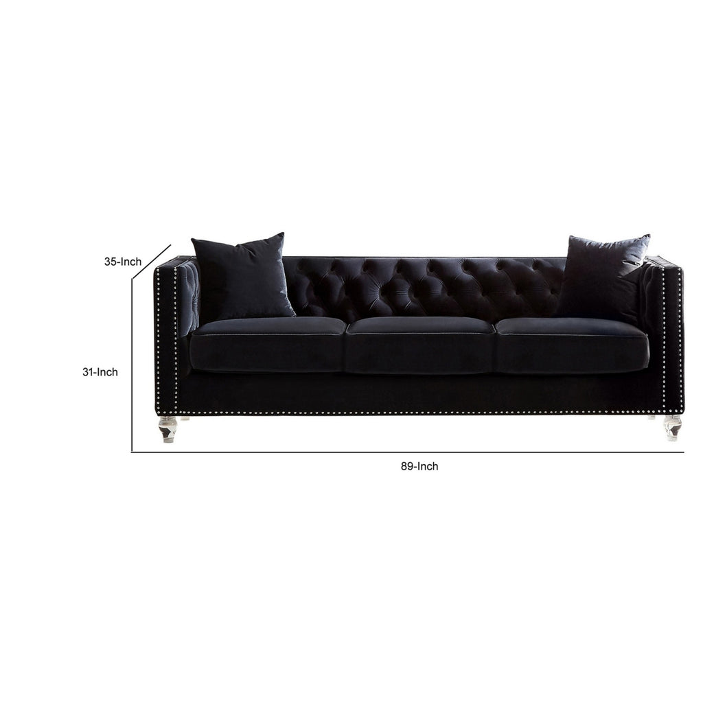 Black Velvet Tuxedo Sofa A5145