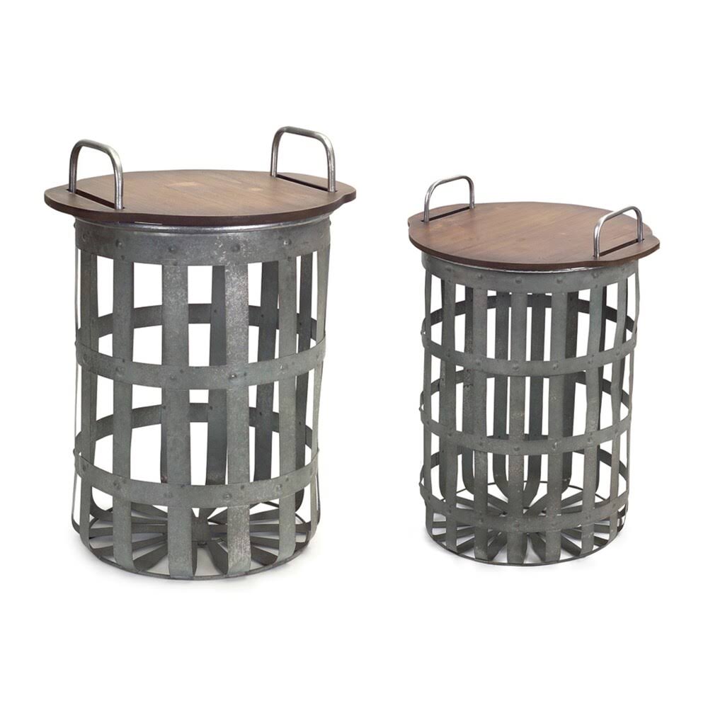 Round Side Table, Brown/Gray - 2 count P63051