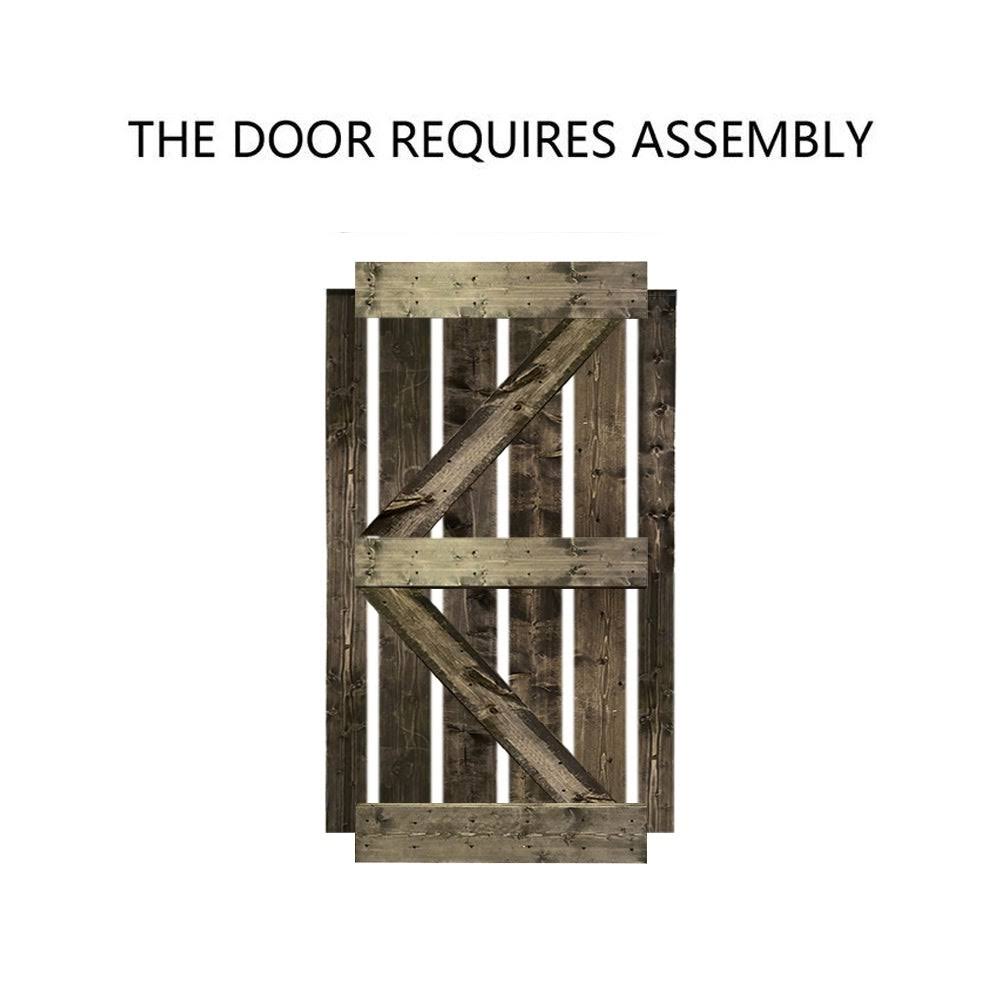 Light Cream Stained Pine Wood Interior Sliding Barn Door with Hardware Kit Z784322