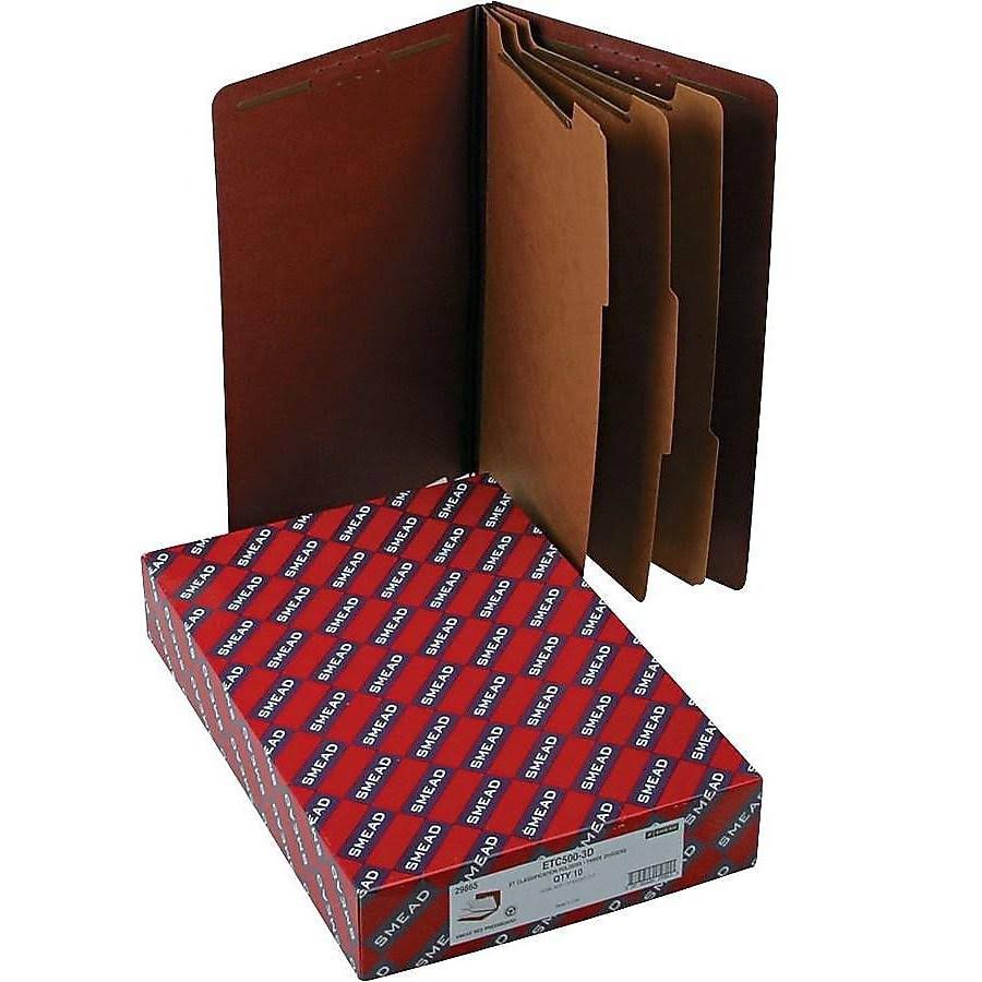 Red End Tab Pressboard Classification Folders with Fasteners Z95156