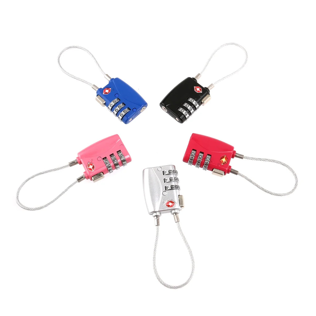 4pcs TSA Approved Cable Luggage Lock Padlock (Black) Y650420