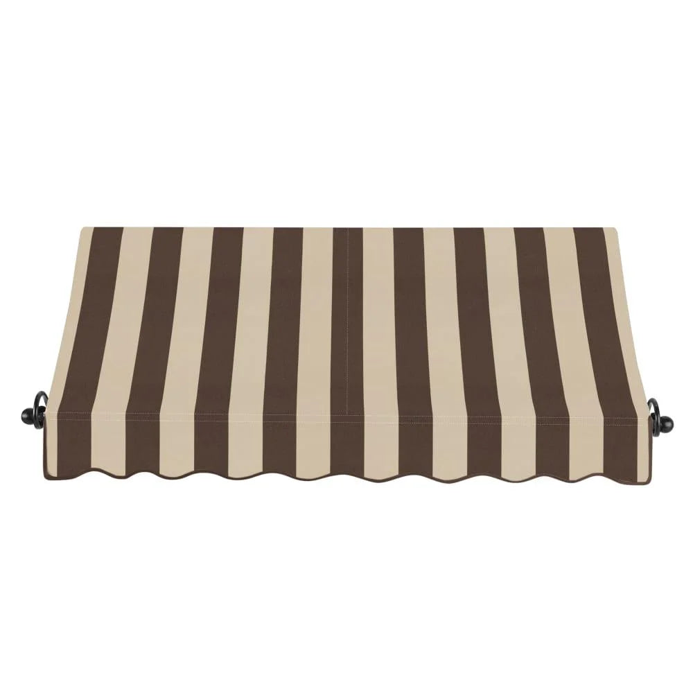 6.375 ft Fixed Awning Acrylic Fabric, Brown/Tan Stripe I96229