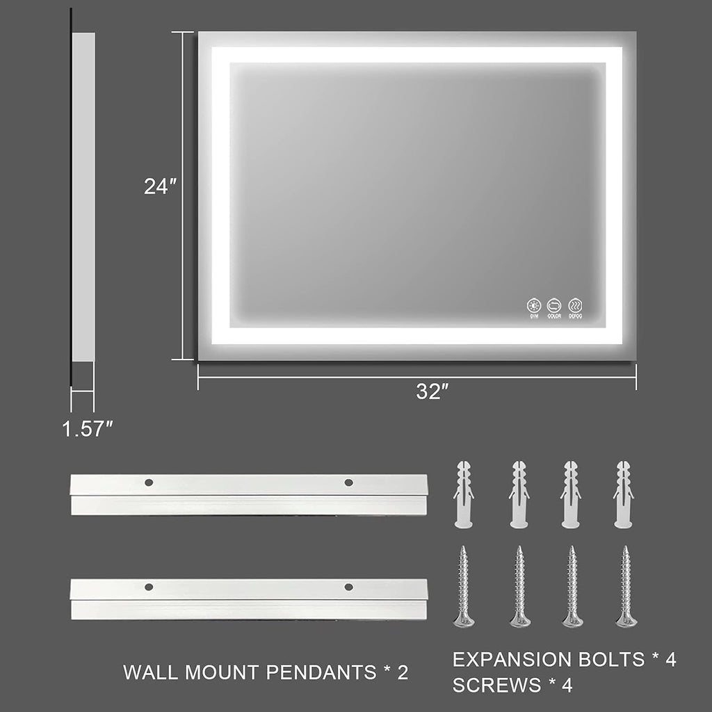 Wall Mounted LED Bathroom Mirror with Anti-Fog, Dimmable M313