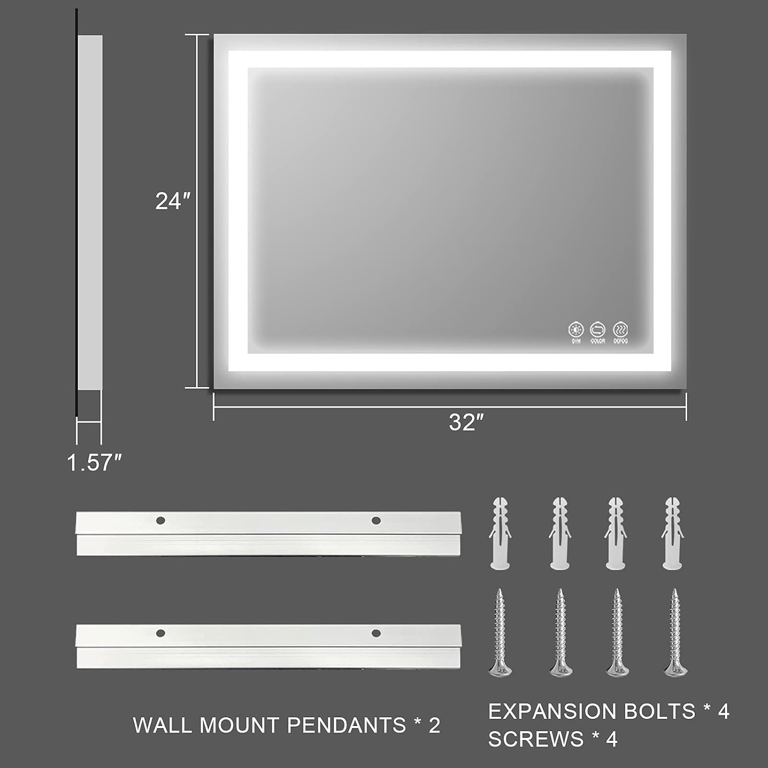 Wall Mounted LED Bathroom Mirror with Anti-Fog, Dimmable M313