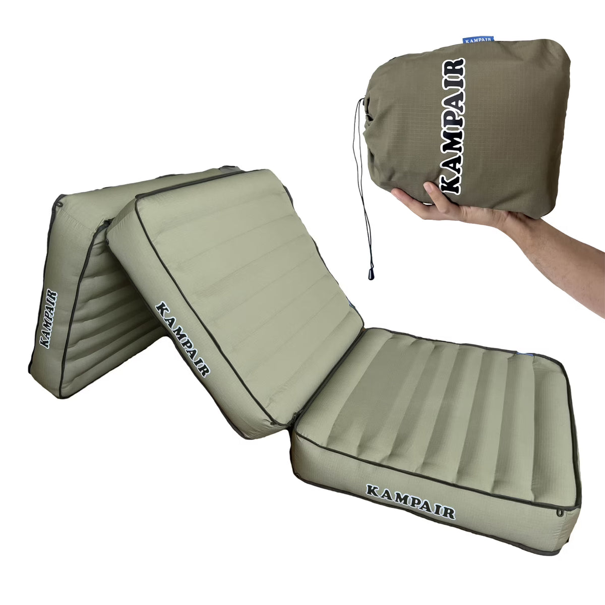 Navy Green Detachable Tri-Folding Camping Air Mattress C2108