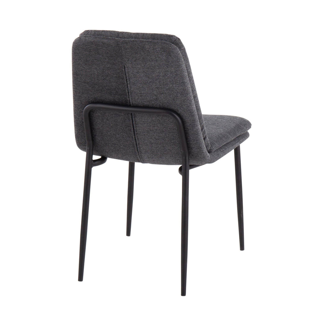 Cream Fabric and Black Steel Dining Chair Set of 2 W837006