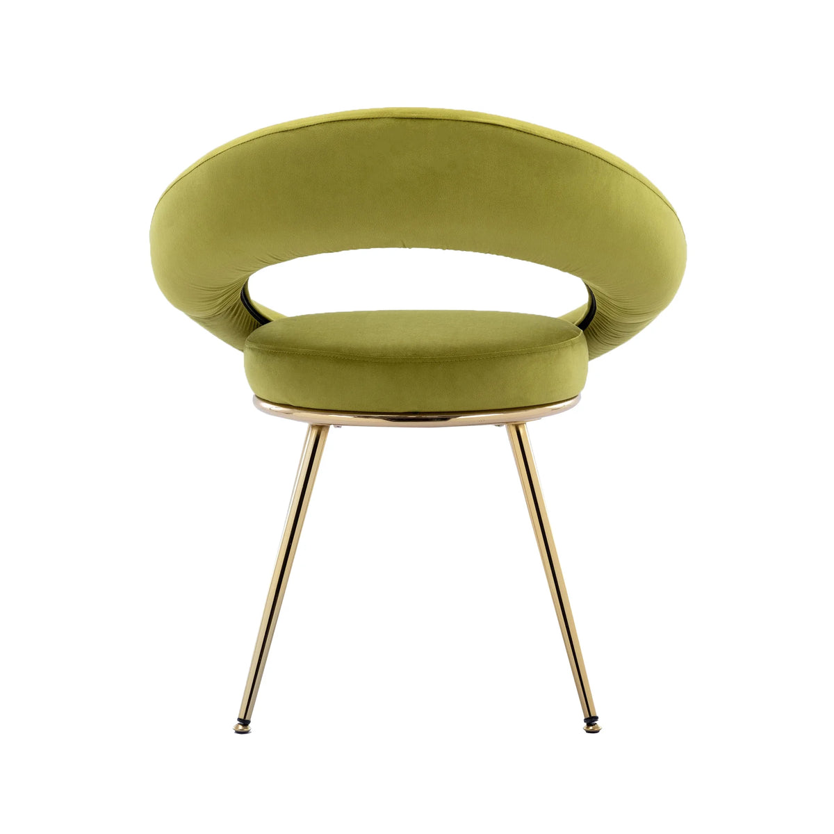 Olive Green Velvet Lounge Chair with Gold Plated Legs, Set of 2 U792