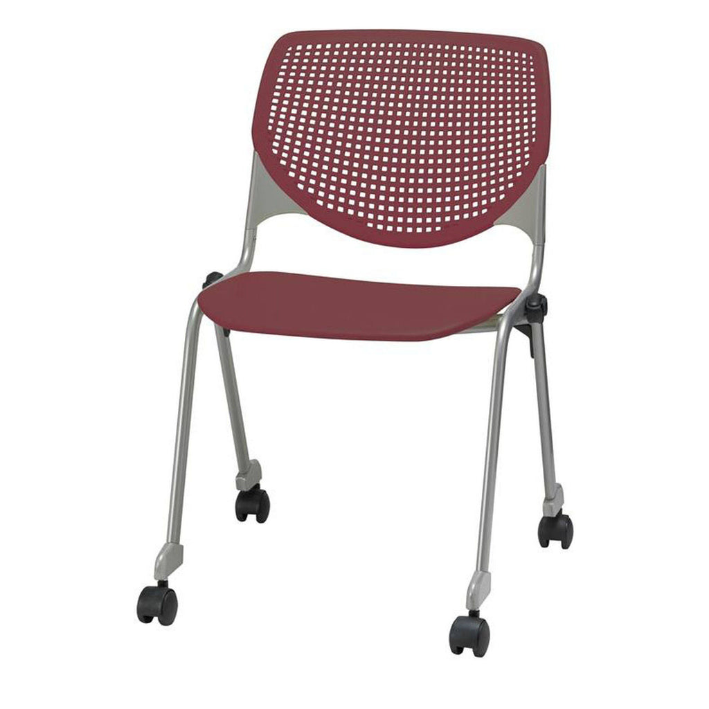 Burgundy Poly Stack Chair with Casters F201