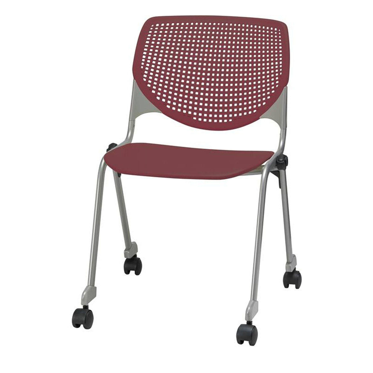 Burgundy Poly Stack Chair with Casters F201
