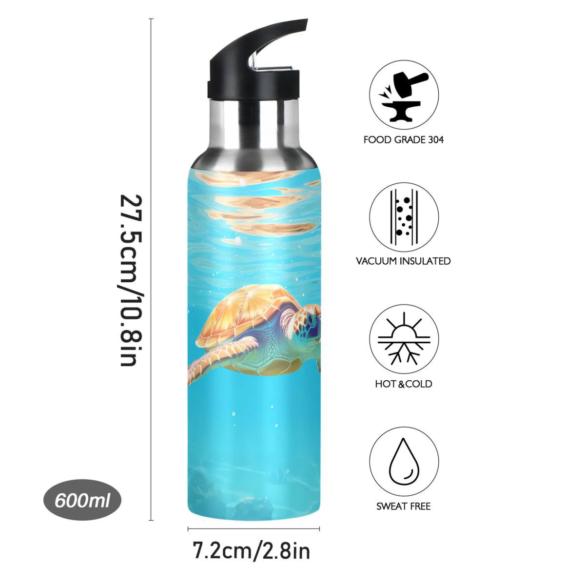 Insulated Stainless Steel Water Bottle with Straw Lid, 20 oz X329379